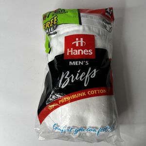 Vintage 1997 Hanes Men's 7 Pairs White Gray Stripe Band Navy Blue Briefs Size 44